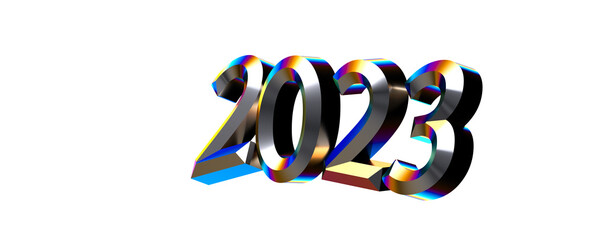 Poster - year 2023. 3D illustration numbers isolated white background