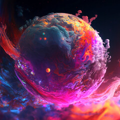 Poster - bubble of all colours colliding digital art ai-generated