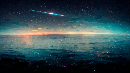 Wall Mural - space galaxy background falling star digital art ai-generated