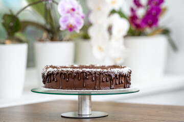 Wall Mural - chocolate cake with cream and frosting