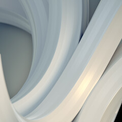 Leinwandbilder - Curved wavy background of white twisted geometric shapes. 3d rendering digital illustration
