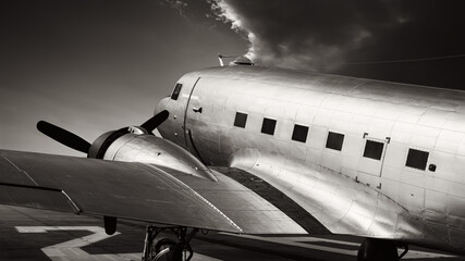 Wall Mural - historical aircraft on a runway