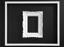 Black Background With A Simple Frame And Another Artistic Frame Inside