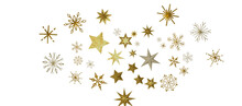 Stars Background, Sparkle Lights Confetti Falling. Magic Shining Flying Christmas Stars On Night