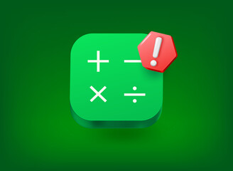 Poster - Calculator cloud icon with exclamation point pictogram. Vector 3d illustration