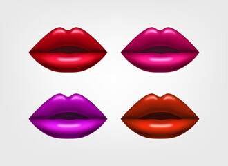 Poster - Women lips cplored with lipstick. 3d vector illustration