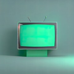 Poster - Modern TV Display Green Screen Mockup on Grey background. Television Plasm isolated on Gray with Shadow . 3D Illustration. Copy space