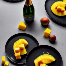 Champagne Mango. Delicious Food 3D Photorealistic Illustration 