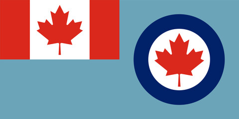 Wall Mural - Canadian Air force flag vector illustration isolated. Proud military symbol of Canada. Emblem national coat of arms of soldier troops. Patriotic air plane emblem.