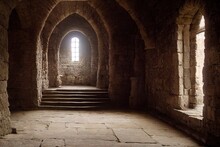 Dark Ancient Room With Light From Windows Digital Illustration