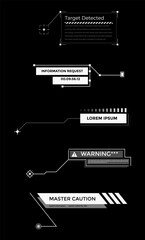 Aufkleber - Callouts titles banner. Futuristic digital line text frame boxes and label emplate set. Pop-up or description boxes, speech bubbles. Interface design elements of simple communication