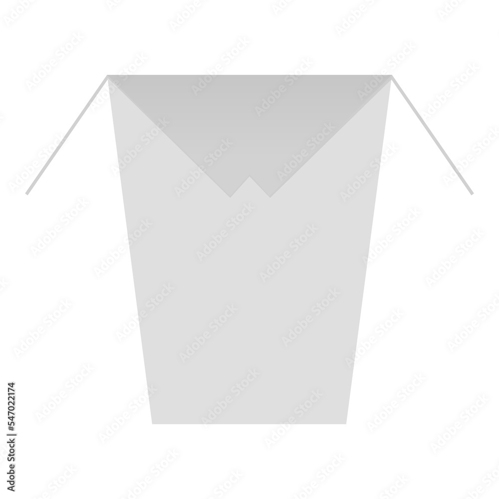 Chinese food box mock up. Blank open white 3d model cardboard noodle