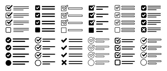 Aufkleber - Checklist icon set. List icon collection isolated on white background.