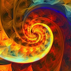 Poster - Abstract swirl background art in illustration space geometry. Background consists of fractal multicolor texture and is suitable for use in projects on imagination, creativity and design.