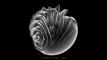 Aufkleber - distorted line spheres. vector thin line glitch geometry.