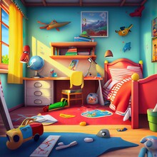 3D Illustration Of Kids' Room