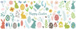 Easter Design Element Vector Illustration Set Isolated On A White Background.