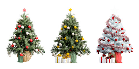 Wall Mural - Christmas tree and decorations isolated