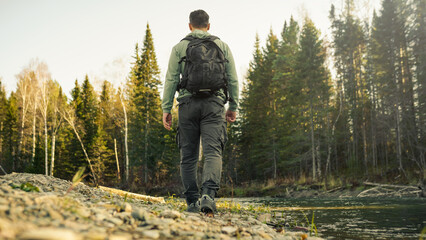 Wall Mural - person in the forest