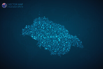 Wall Mural - Map of Pitcairn Islands modern design with abstract digital technology mesh polygonal shapes on dark blue background. Vector Illustration Eps 10.