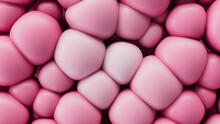 Abstract Wallpaper Formed From Pink 3D Spheres. Colorful 3D Render.  