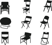 Folding Chair Isolated Vector Silhouette