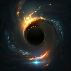 Wall Mural - black hole and a disk of glowing plasma. Supermassive singularity in outer space