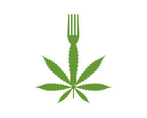 Sticker - cannabis with fork on the top