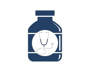 Sticker - Medicine bottle with stethoscope inside