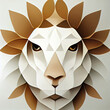 Lion head with geometric and minimalist made from brown leaf illustration