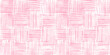 Barbie pink seamless playful hand drawn kidult woven crosshatch checker doodle fabric pattern. Cute watercolor stripes background texture. Girly girl birthday, baby shower or nursery wallpaper design.