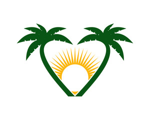 Poster - Palm tree with love shape