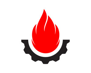 Wall Mural - Gear shape with fire inside
