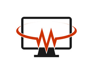 Wall Mural - Monitor shape with satellite inside