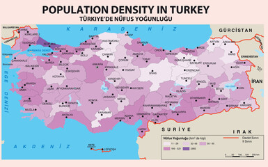  Turkey Economic Geography map - Turkey Population Density by province