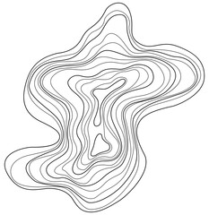 Poster - Abstract tree ring. Png topographic map design element. Contour map concept. Thin wavy lines.