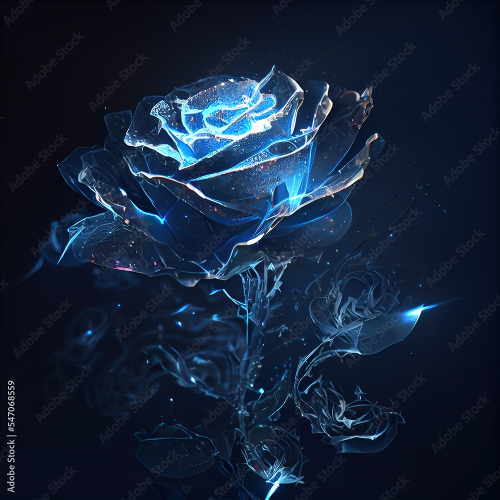 blue rose glowing Stock Illustration | Adobe Stock