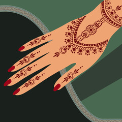 Floral Henna Mehndi Vector Hand Illustration Design, Henna Hands Vector, henna hands template banner background design