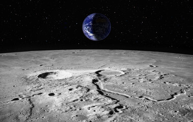 Wall Mural - Crescent Earth Seen From The Moon's Surface 