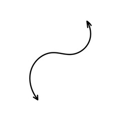 Poster - Black writhing and twisting arrows icon set. Signpost movement and minimalistic distance symbol with outline design for graphic vector decor