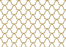 Classical Islamic Or Arabic Style Quatrefoil Lattice Repeat Pattern In Gold Color Outline, PNG Transparent Background