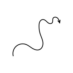 Poster - Black writhing and twisting arrows icon set. Signpost movement and minimalistic distance symbol with outline design for graphic vector decor