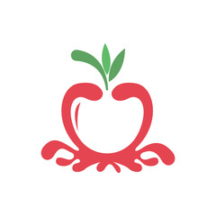 Wall Mural - Vector illustration of an outline of a red juicy apple on a white background