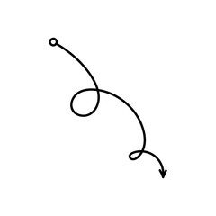 Poster - Black writhing and twisting arrows icon set. Signpost movement and minimalistic distance symbol with outline design for graphic vector decor