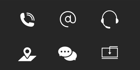 Poster - Network and contacts icons set. Global telephone discussion with social networks and instant messengers for permanent vector communication