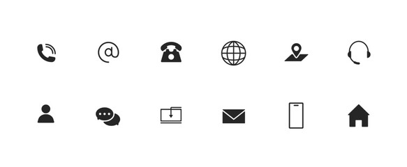Poster - Communication and contacts icons set. Global telephone connection with social networks and instant messengers for permanent vector communication