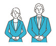 © Tommy - Male and female concierge smiling and folding their hands [Vector illustration of business person].