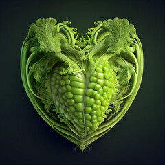 Wall Mural - heart made of green vegetables