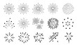 Different Flat Firework Icons Set - Vector Illustrations Isolated On White Background