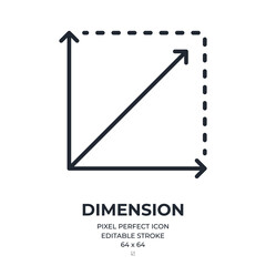 Wall Mural - dimension editable stroke outline icon isolated on white background flat vector illustration. pixel 